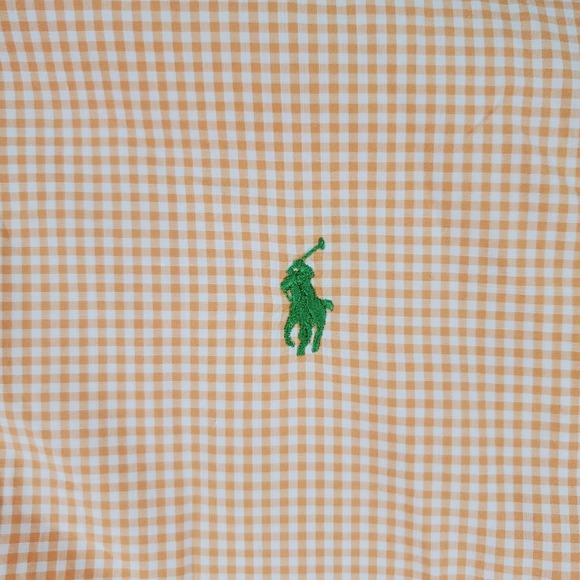 Polo Ralph Lauren Shirt Mens XXL Orange White Check Classic Fit Short Sleeve - Picture 4 of 9